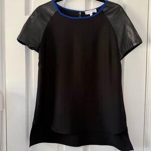 Black Top with Faux leather sleeves